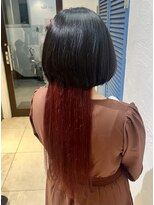 アジールヘア 池袋東口店(agir hair)&nbsp;ブリーチ1回　ワインレッド　裾カラー　インナーカラー　池袋