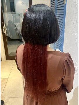 アジールヘア 池袋東口店(agir hair) ブリーチ1回　ワインレッド　裾カラー　インナーカラー　池袋