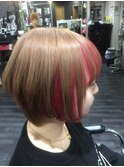 前髪からサイドインナーピンクショートヘアTRICKstyle！ 
