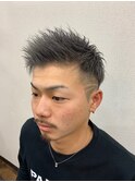 バーバー風束感シルバーショート