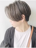 【モリオ原宿】ハンサムショート前髪なし外国人風グレージュ