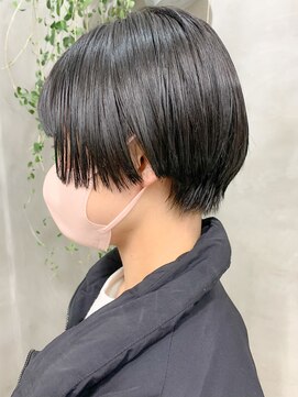 テトヘアー(teto hair) マッシュショート、前上りショート、ブルーブラック
