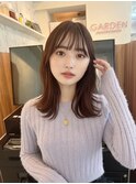 黒髪ボブルフネビージュワンレンくびレイヤーミディアムヘア
