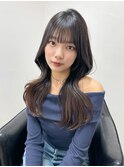 顔まわりレイヤー 艶カラー 暗髪 韓国風 髪質改善 福岡美容室
