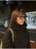 ミルクティーアッシュグレージュミディアムロングウルフ30代