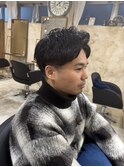 メンズビジネスツーブロックアップバングショート
