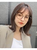 くびれヘア グレージュ 夏 ミディアム　ボブ