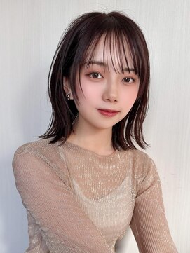 アフロート エル 大阪(AFLOAT L) 20代シースルーぱっつん前髪で結んでかわいいフェイスレイヤー