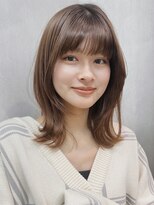 ユアーズヘア 神楽坂店(youres hair)&nbsp;ミディアムレイヤーくびれヘア/ベージュカラー/オリーブベージュ