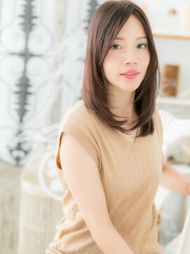 モッズヘア 越谷(mod's hair) センターパート小顔ラベージュ流れるレイヤーc5越谷20代30代40代