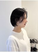 ボブウルフミニボブ顔まわりレイヤーナチュラルブラック
