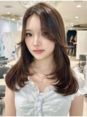 顔まわりレイヤーカットハッシュカット韓国ヘア