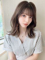 シルクレイ 吉祥寺店(Silk-lei) 顔型別ヘアスタイル前髪外ハネミディマロンベージュ20代吉祥寺