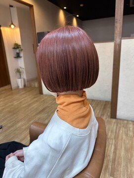 アグランテトラ 野田阪神店(a Gland tetra) 20代30代☆小顔丸みボブぷつっとカット×ピンクベージュ