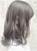 ●ブリーチなしカラー暗髪ヘアグレージュラベンダーアッシュ