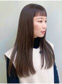 ワイドバング / ショートバング / 透明感グレージュ