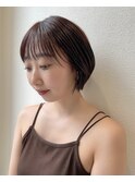 ベージュピンクハンサムマッシュ斜めバングショート銀座