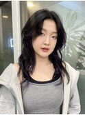 ロングレイヤーカットハイライトポイントブリーチパープルカラー