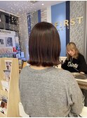 外はねボブのピンクパープルカラー