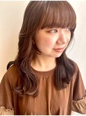 顔周りレイヤー 前髪カット くびれヘア ベージュカラー  20代