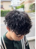 刈り上げツーブロックツイストスパイラルパーマメンズマッシュ