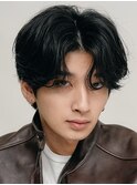 大分緩めニュアンスパーマメンズカットネープレスセンターパート