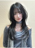 ミニウルフレイヤーカット顔周り前髪韓国ミディアムロング/池袋