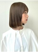 透明感カラー/切りっぱなしボブ/ミルクティーベージュp大宮