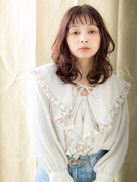 カバーヘア イヴ 戸頭店(COVER HAIR EVE) オン眉/レイヤーカット/ハッシュカット/ダスティピンク/20代e