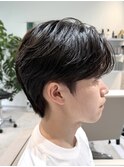 韓国ヘア 毛流れマッシュ×センターパート