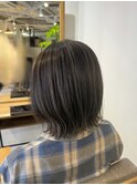 ボブレイヤー×グレージュ白髪ぼかしハイライト