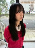 大分ミディアムロング顔周りレイヤーカット髪質改善カラー