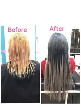 マーメイドヘアー(mermaid hair) ダークグレーにシルバーのバレイヤージュ風