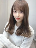 大人かわいいノーバングカーキグレージュロングAライン吉祥寺