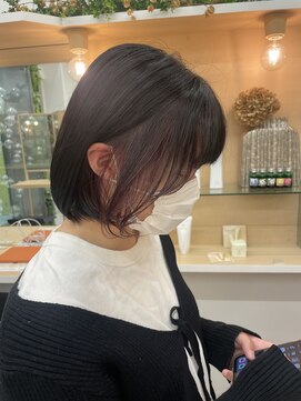 エヌ ドット ヘアープラス ミラクルヘアー(n. HAIR) イヤリングカラーモーヴピンク×内巻きボブ！