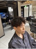 ツイストスパイラルパーマ アップバング 刈り上げ 波巻き