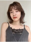 ミディアムパーマウルフパーマウルフレイヤーカット顔まわり