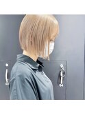 ミルクティーボブハイトーンボブケアブリーチダブルカラー