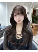 くびれヘア/顔周り/韓国/レイヤーカット/黒髪/ロング/前髪/原宿