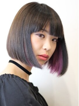 ステラ ヘア デザイン サロン(STELLA hair design salon) フラット前下がり　ブラックグレー×パープルピンク　S