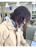  ボブウェーブパーマ　くるくる　スパイラル　暖色　ピンク