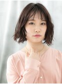 アースカラー立体感シースルーバングボブパーマd天王台30代40代