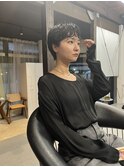 マッシュショート/ショートパーマ/暗髪ショート/中崎町