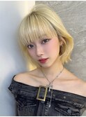 イメチェン外ハネボブ美髪ワイドバング顔周りレイヤーボブ/池袋