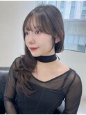 顔まわりレイヤー 艶カラー 暗髪 韓国風 髪質改善 福岡美容室