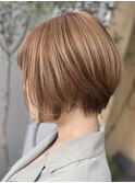 骨格補正ショート オレンジベージュ ケアブリーチダブルカラー