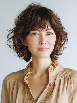 クラゲヘアー/小顔/ココアベージュ/オリーブグレー/川西