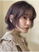 大人かわいいラベンダーグレージュ×くびれヘア