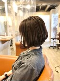 マロンベージュふんわり前下がり大人ボブ/亀戸