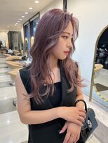 アース コアフュールボーテ 上田店(EARTH coiffure beaute)&nbsp;韓国風ピンクベージュレイヤー_レイヤーロング